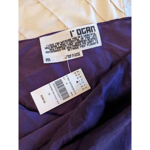 l'ogan purple silk cowl neck asymmetrical flutter sleeve silk dress sz m nwt - Picture 6 of 8